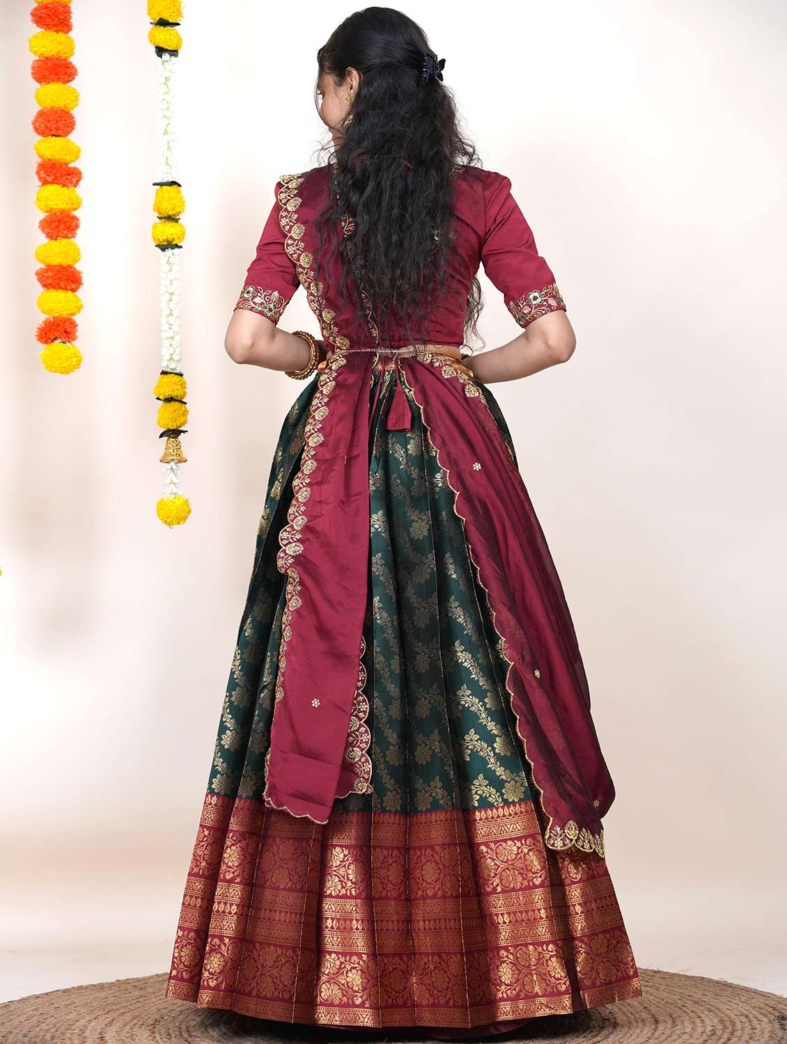 women self design south indian style unstitched lehenga choli - 22240756 -  Standard Image - 1