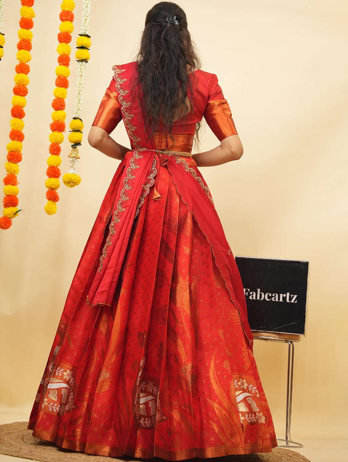 women self design south indian style unstitched lehenga choli - 22240758 -  Standard Image - 1