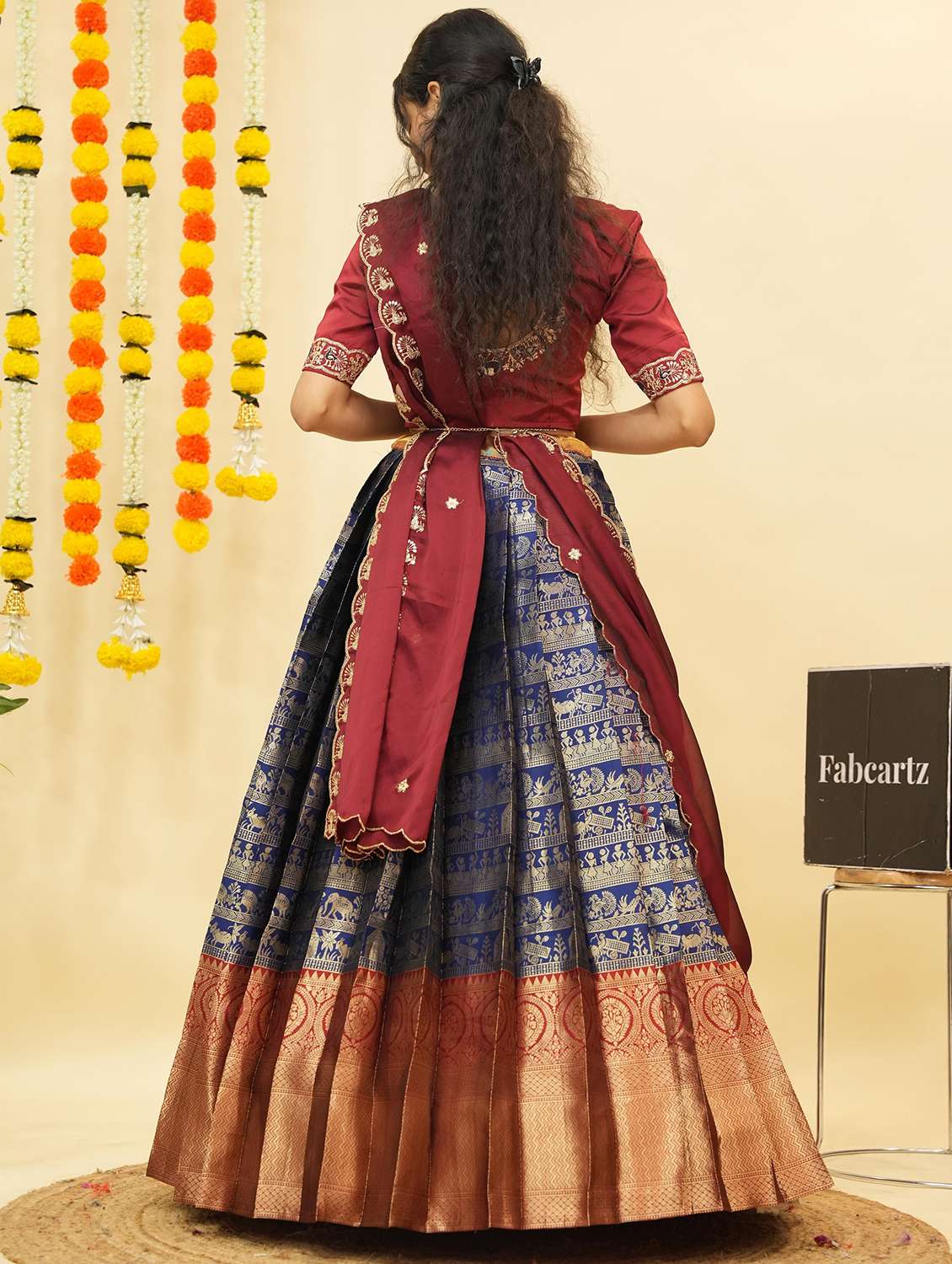 women self design south indian style unstitched lehenga choli - 22240762 -  Standard Image - 1