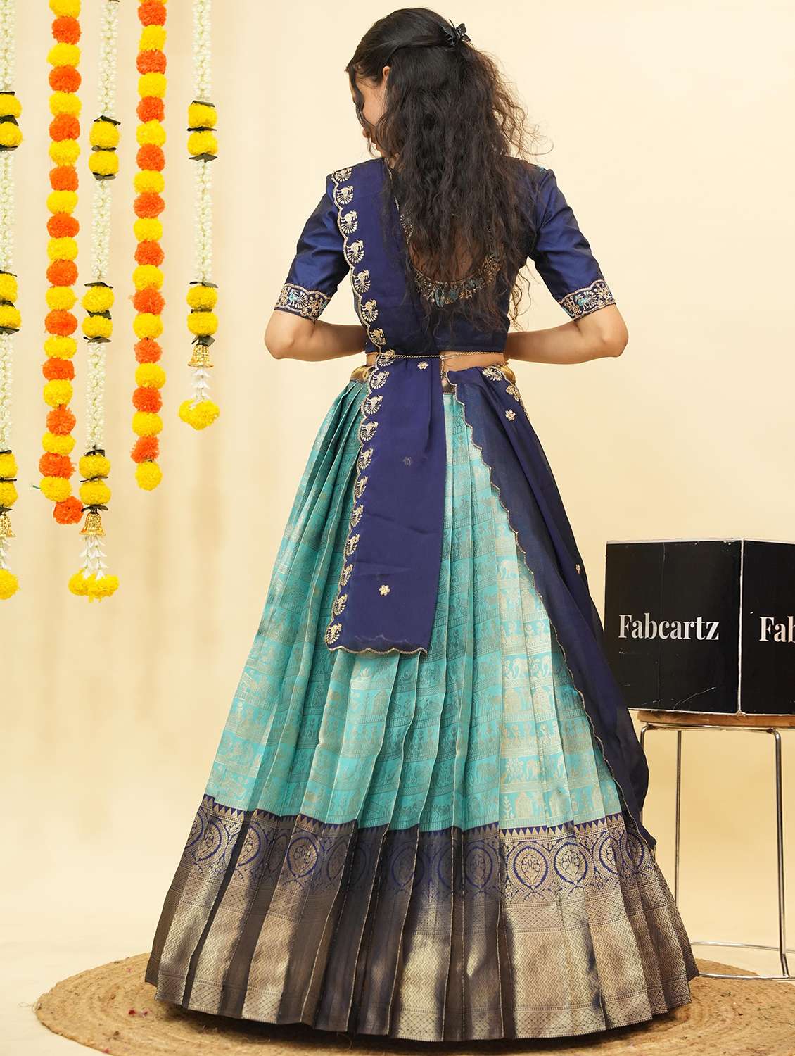 women self design south indian style unstitched lehenga choli - 22240764 -  Standard Image - 1