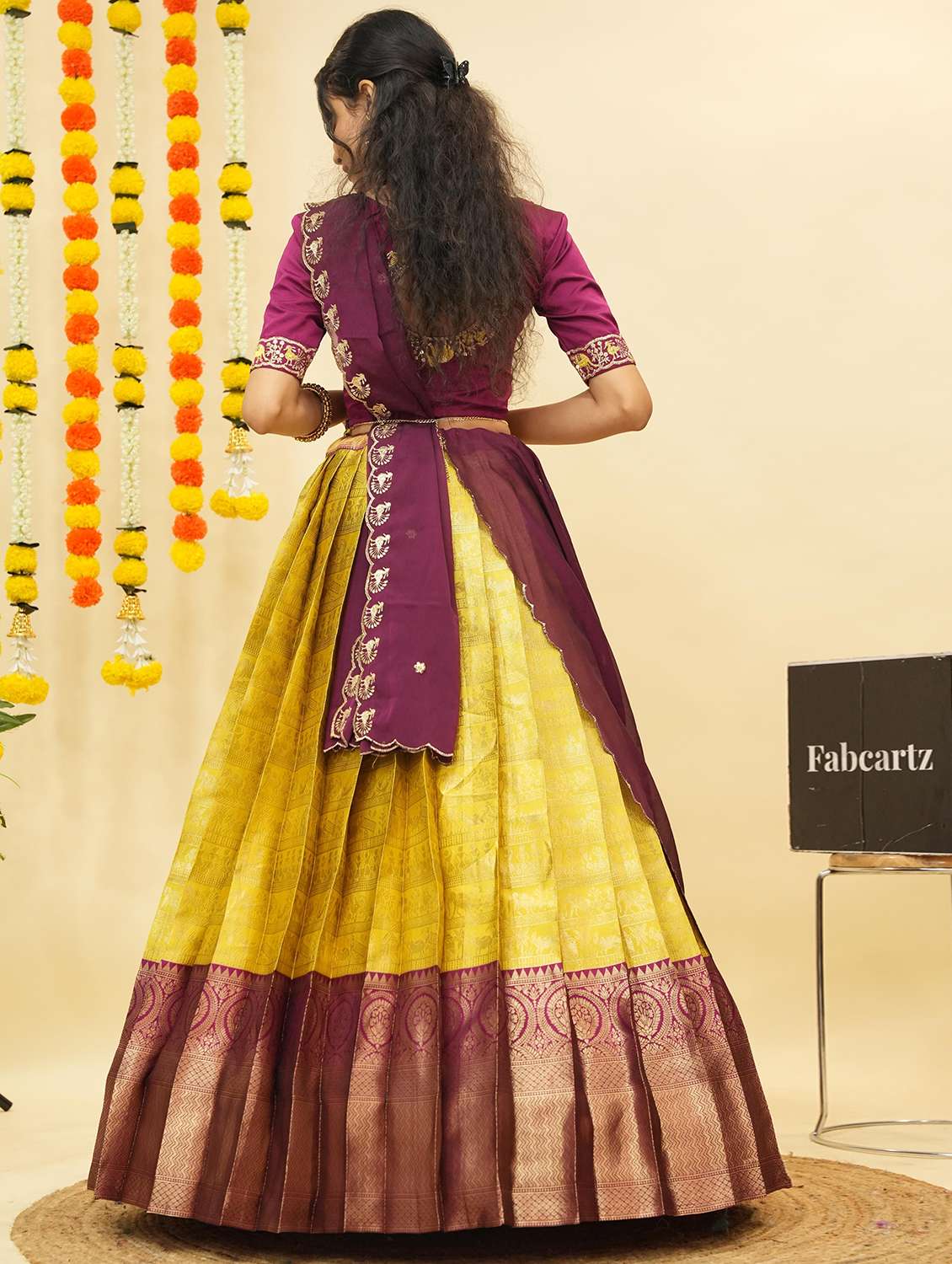 women self design south indian style unstitched lehenga choli - 22240765 -  Standard Image - 1