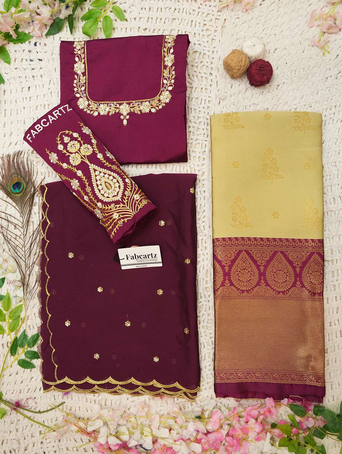 women self design south indian style unstitched lehenga choli - 22240776 -  Standard Image - 1