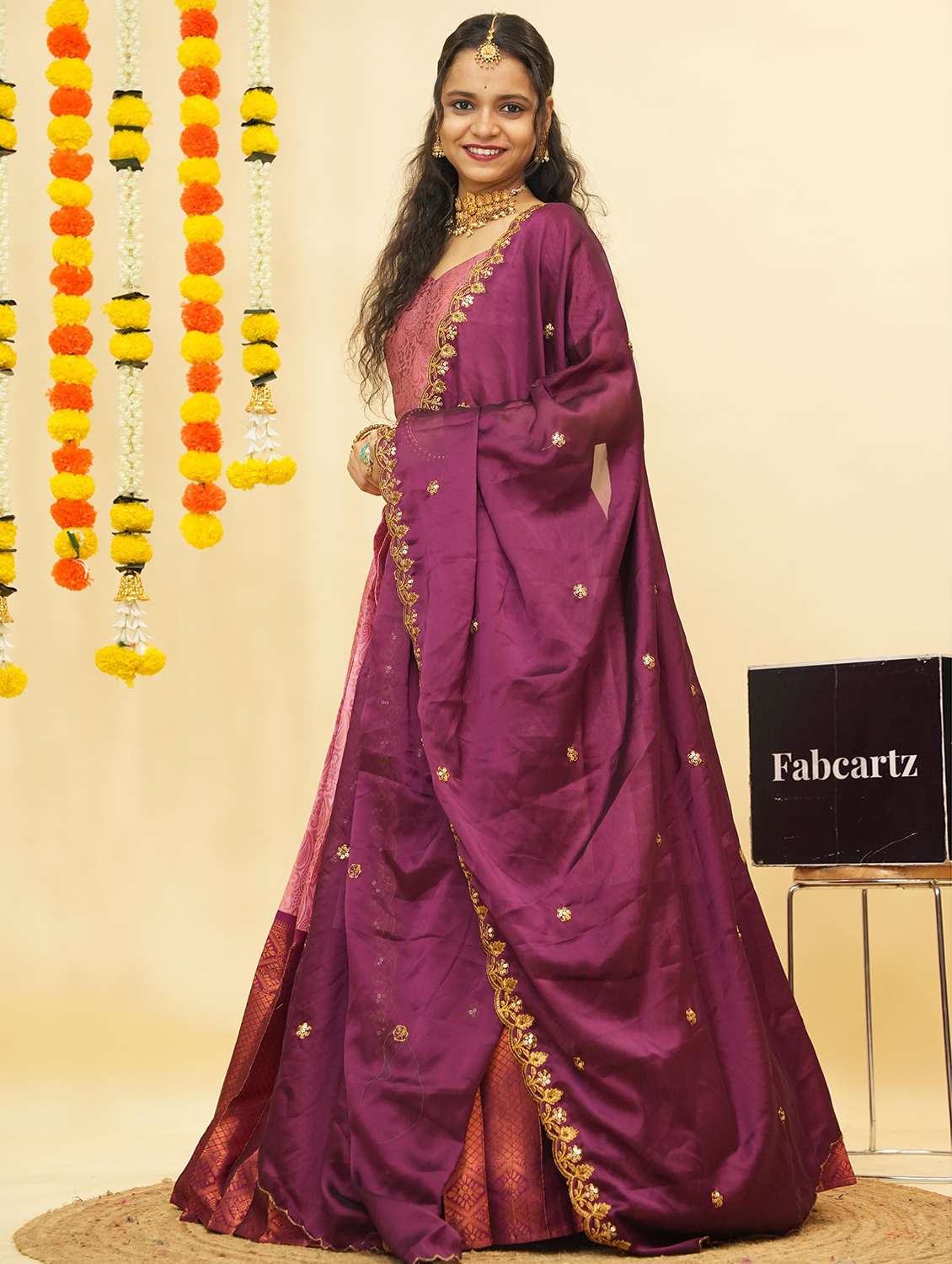 women self design south indian style unstitched lehenga choli - 22240777 -  Standard Image - 1