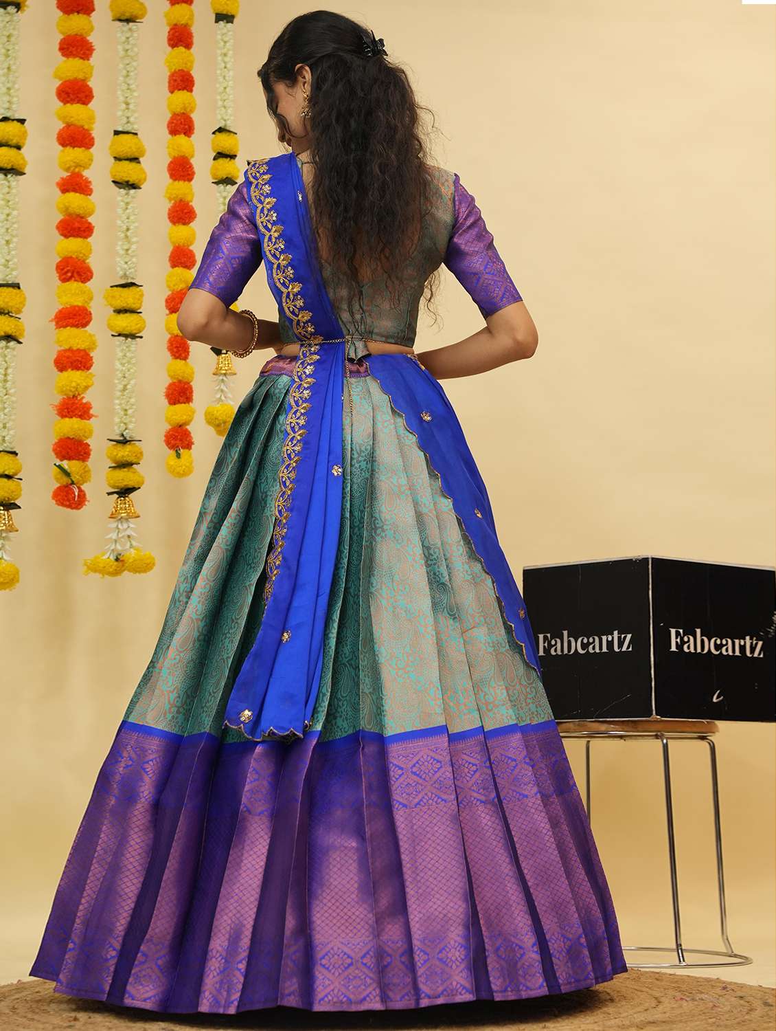 women self design south indian style unstitched lehenga choli - 22240778 -  Standard Image - 4