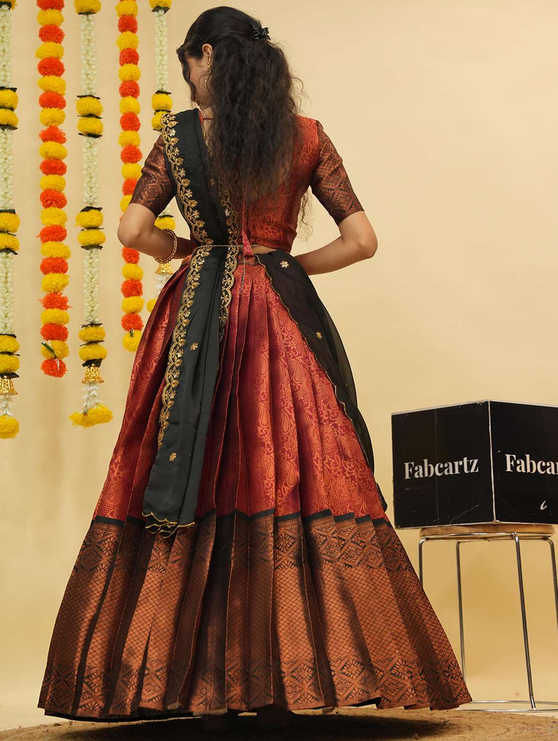 women self design south indian style unstitched lehenga choli - 22240780 -  Standard Image - 4