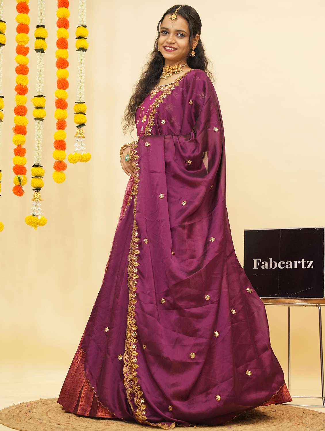 women self design south indian style unstitched lehenga choli - 22240787 -  Standard Image - 1