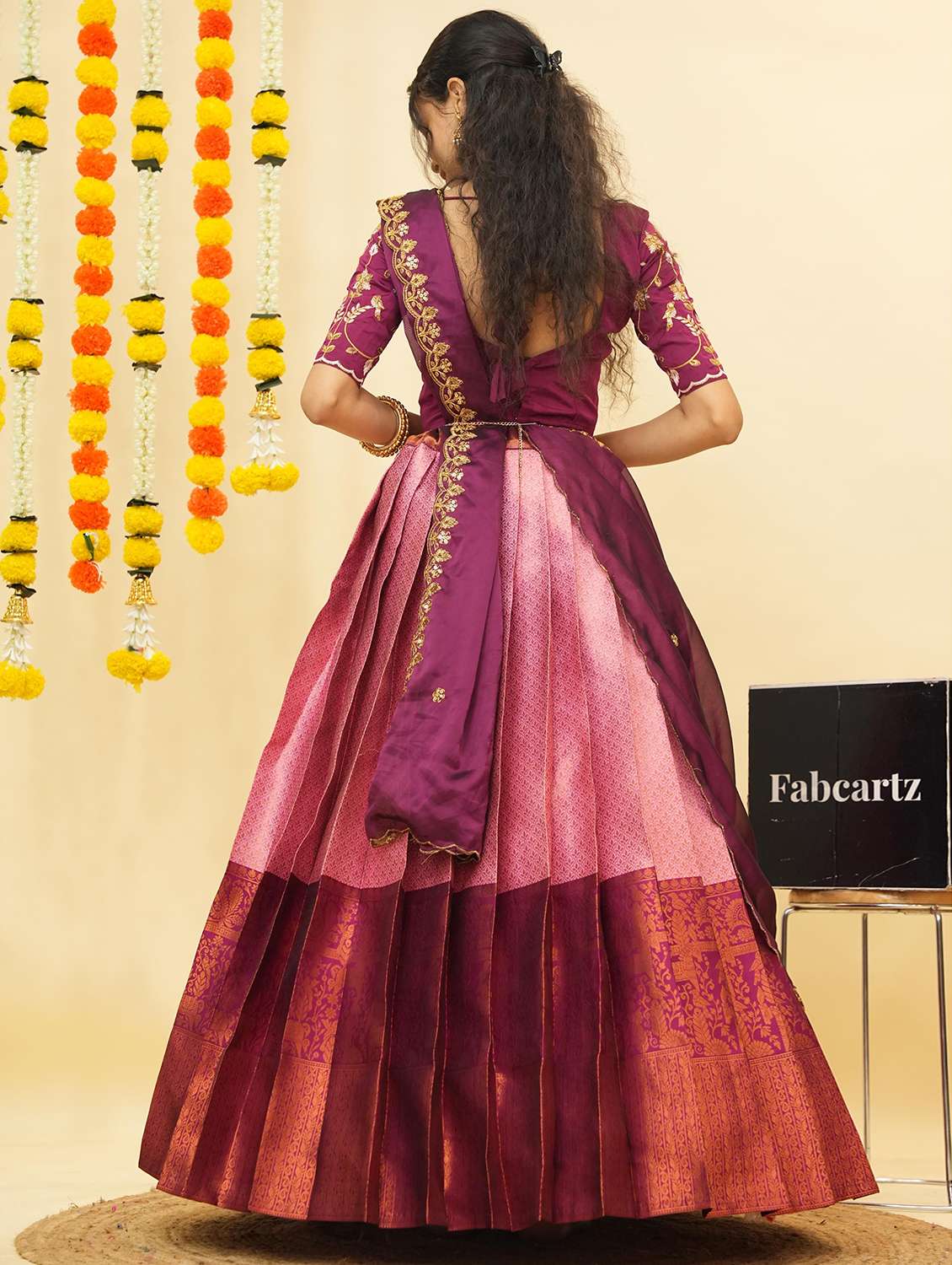 women self design south indian style unstitched lehenga choli - 22240787 -  Standard Image - 4