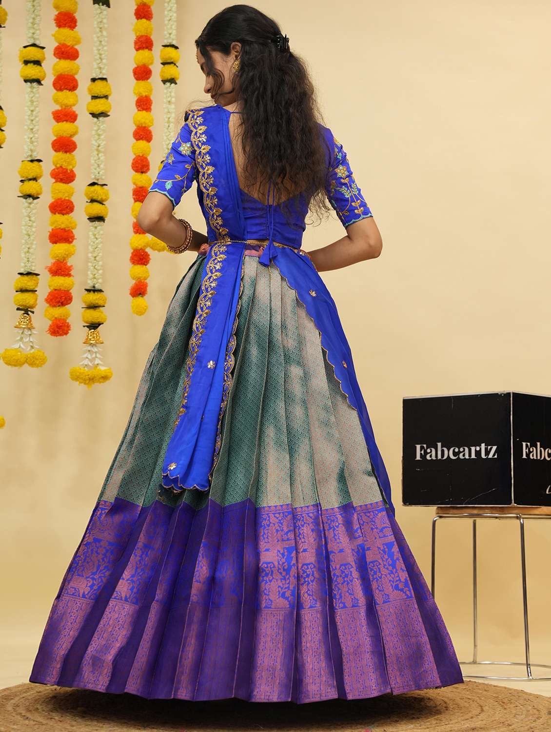 women self design south indian style unstitched lehenga choli - 22240791 -  Standard Image - 1