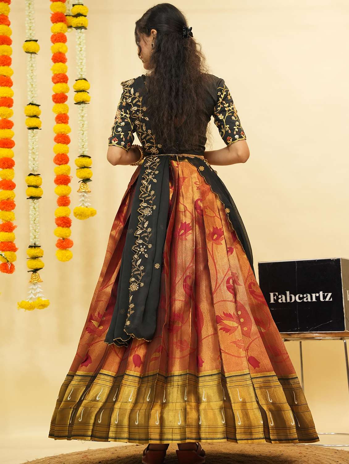 women self design south indian style unstitched lehenga choli - 22240796 -  Standard Image - 1