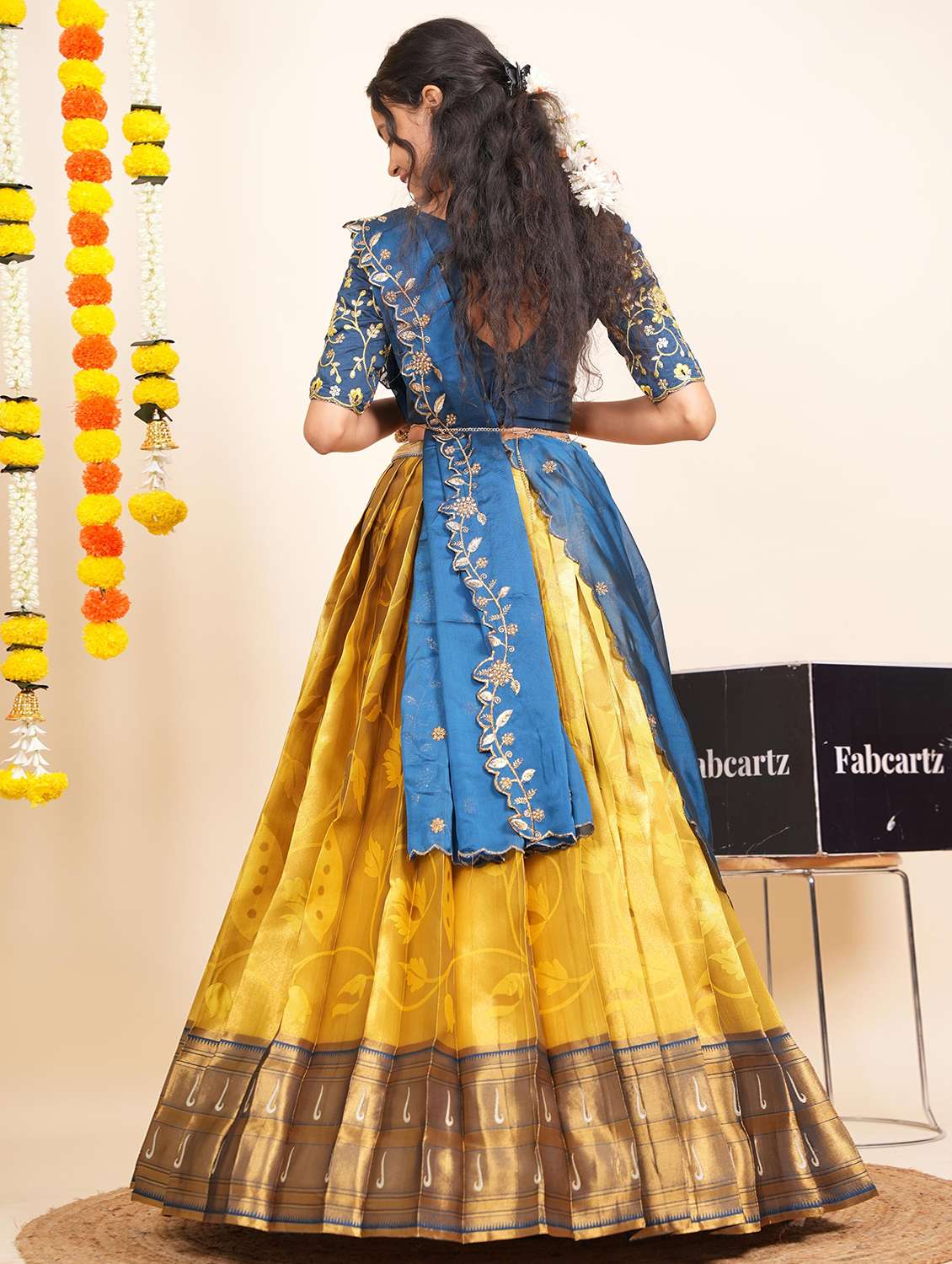 women self design south indian style unstitched lehenga choli - 22240798 -  Standard Image - 1