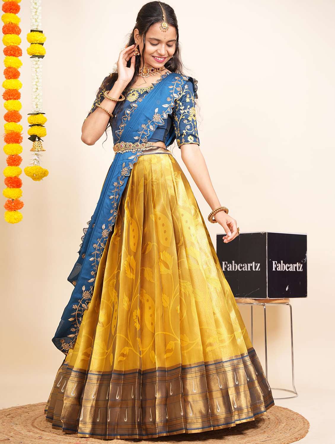 women self design south indian style unstitched lehenga choli - 22240799 -  Standard Image - 1