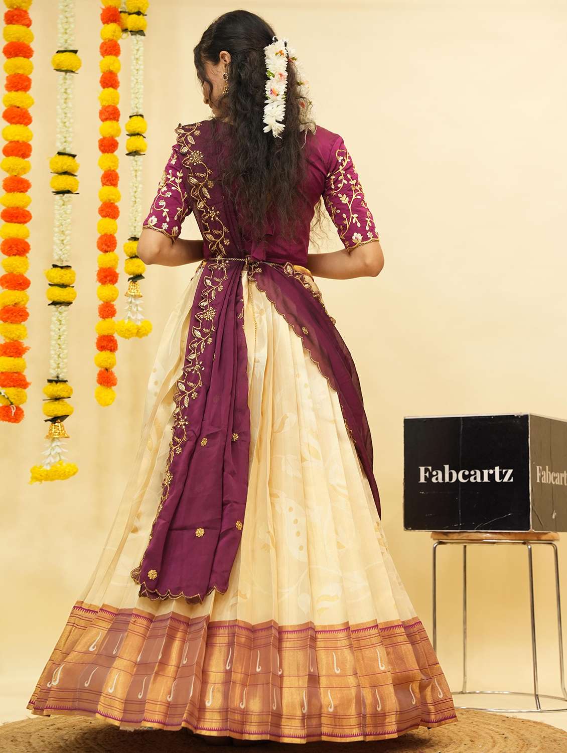 women self design south indian style unstitched lehenga choli - 22240800 -  Standard Image - 1