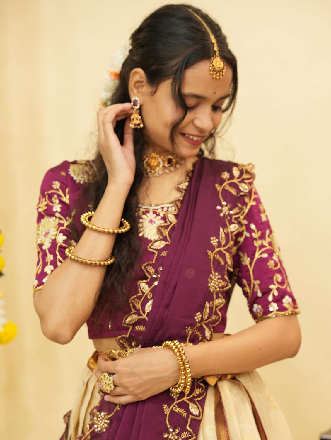 women self design south indian style unstitched lehenga choli - 22240801 -  Standard Image - 4