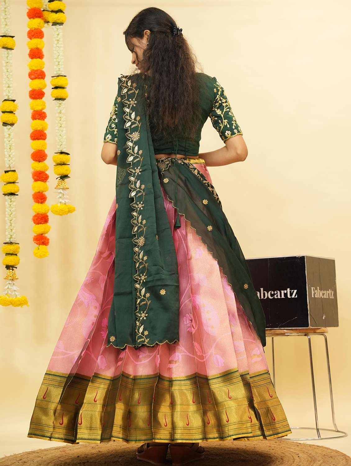 women self design south indian style unstitched lehenga choli - 22240804 -  Standard Image - 1