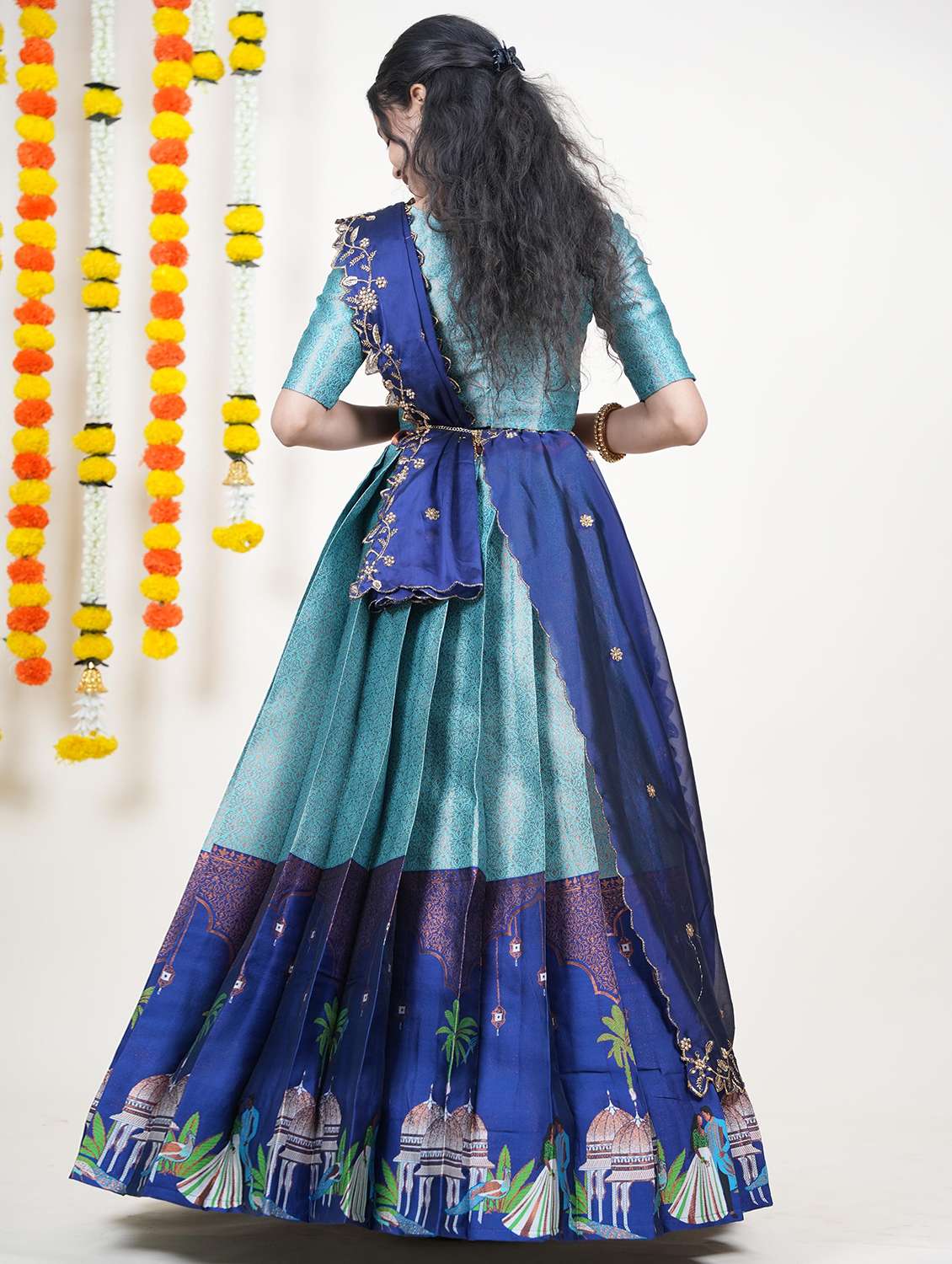 women self design south indian style unstitched lehenga choli - 22240806 -  Standard Image - 1