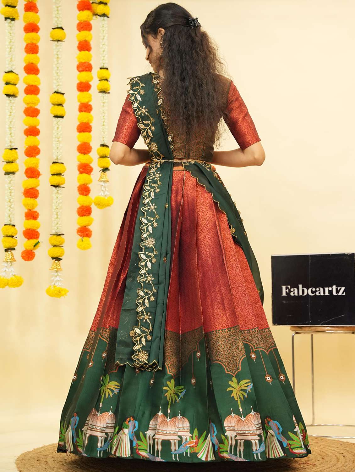 women self design south indian style unstitched lehenga choli - 22240808 -  Standard Image - 1