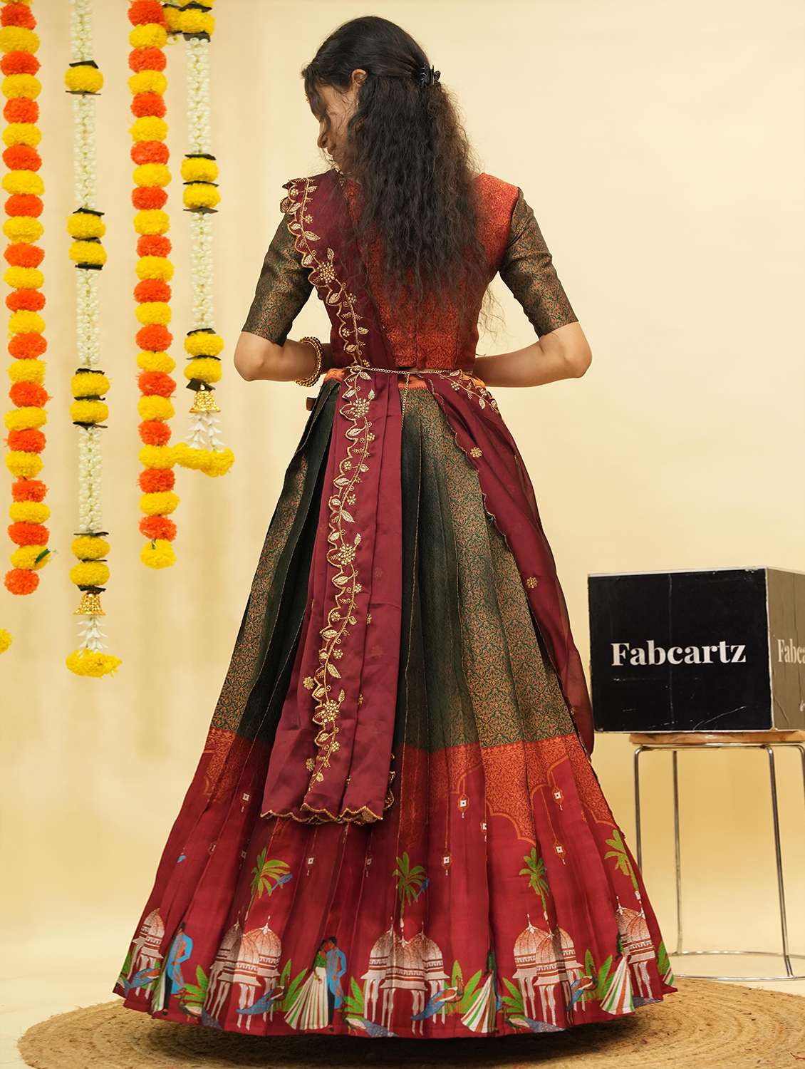 women self design south indian style unstitched lehenga choli - 22240812 -  Standard Image - 1