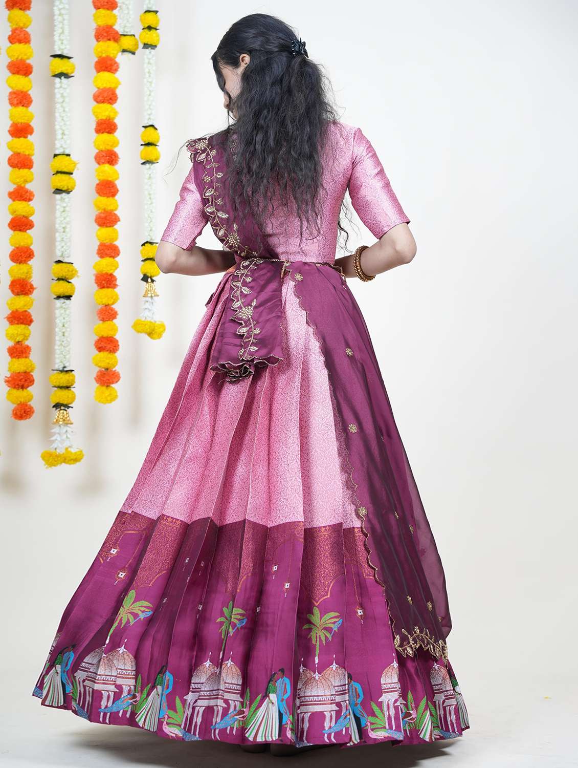 women self design south indian style unstitched lehenga choli - 22240814 -  Standard Image - 1