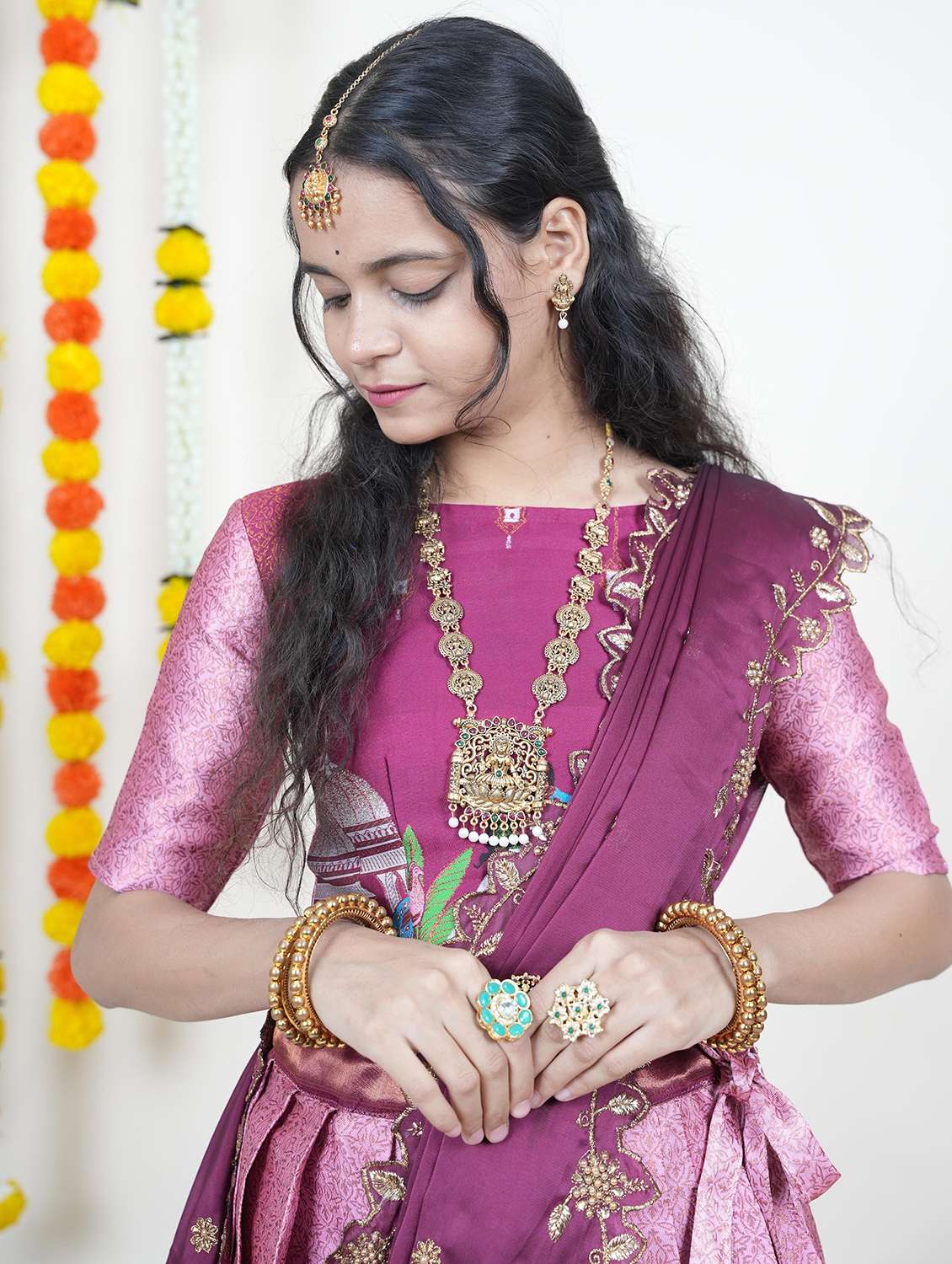 women self design south indian style unstitched lehenga choli - 22240815 -  Standard Image - 4