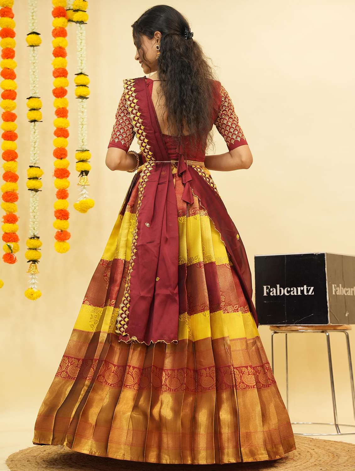 women self design south indian style unstitched lehenga choli - 22240817 -  Standard Image - 1