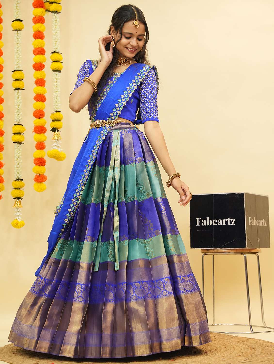 women self design south indian style unstitched lehenga choli - 22240818 -  Standard Image - 4