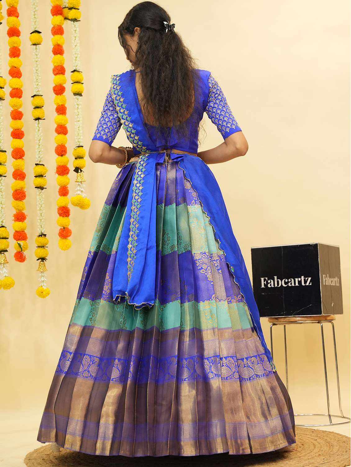 women self design south indian style unstitched lehenga choli - 22240819 -  Standard Image - 1