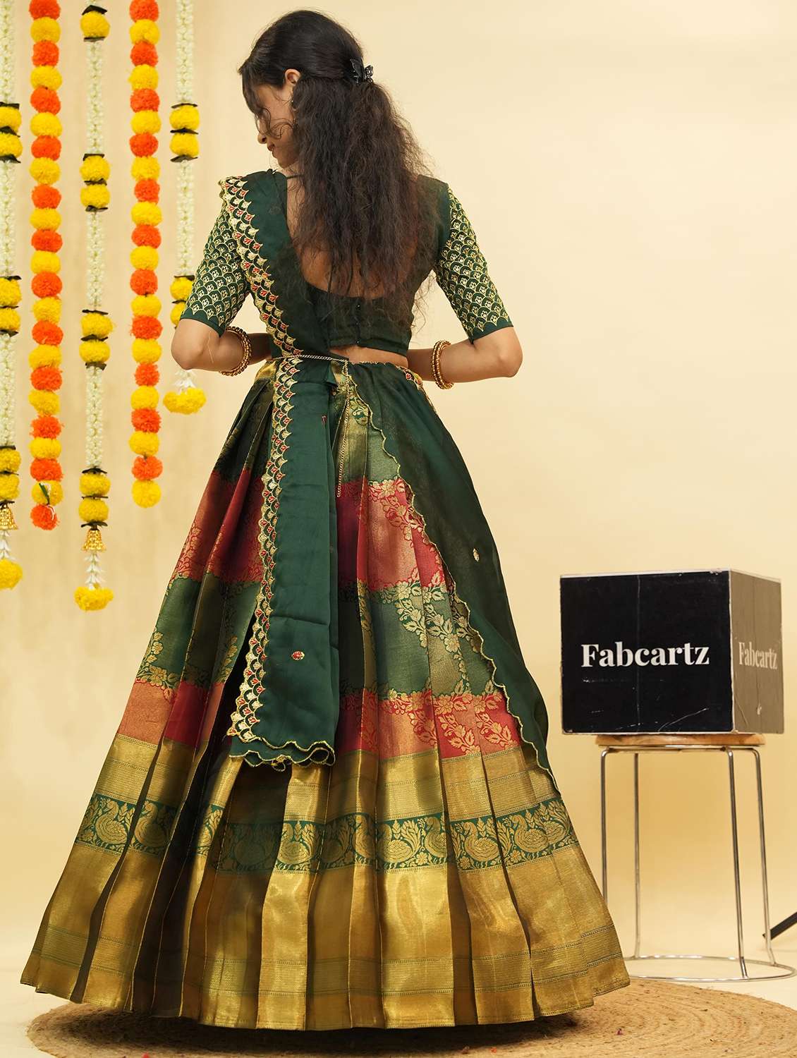 women self design south indian style unstitched lehenga choli - 22240821 -  Standard Image - 1