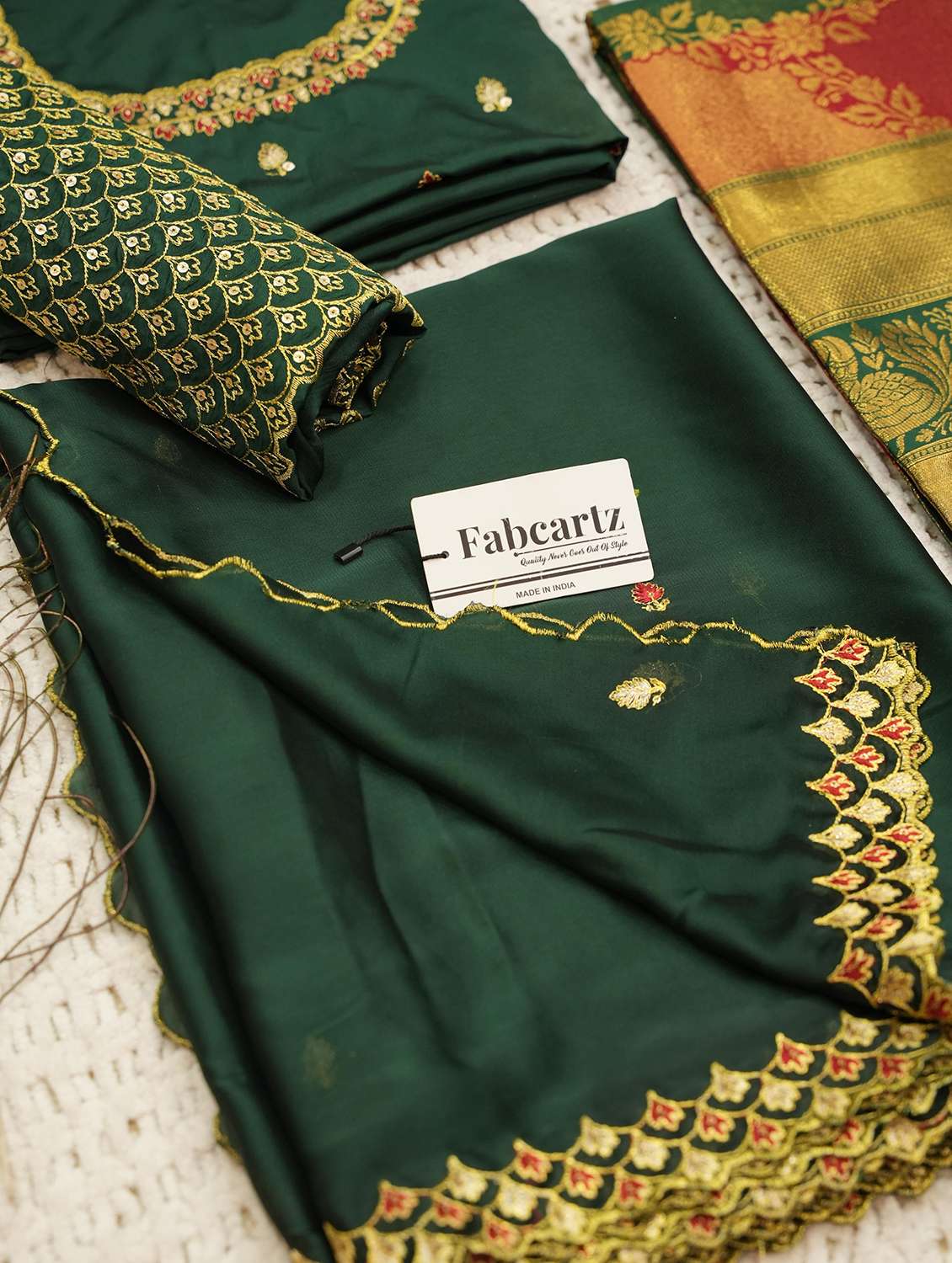 women self design south indian style unstitched lehenga choli - 22240821 -  Standard Image - 4