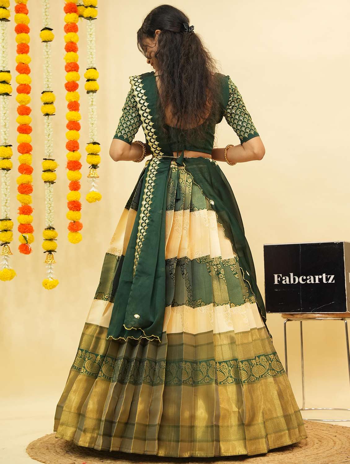 women self design south indian style unstitched lehenga choli - 22240823 -  Standard Image - 1