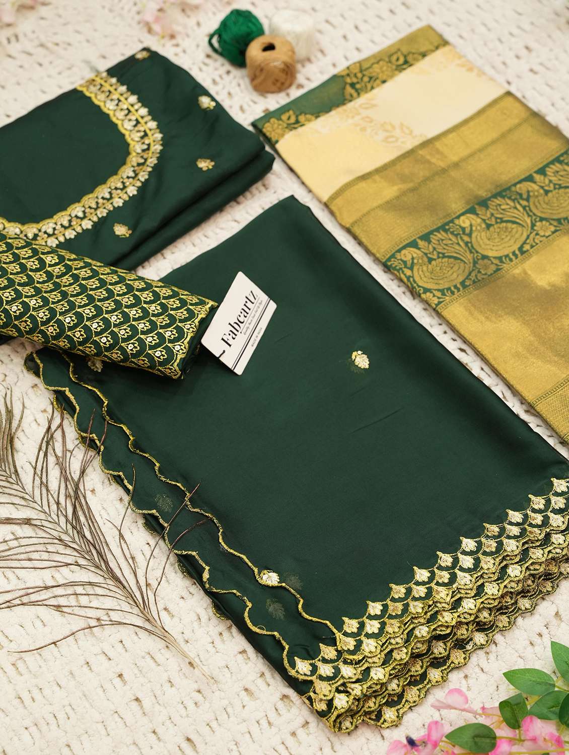 women self design south indian style unstitched lehenga choli - 22240823 -  Standard Image - 4