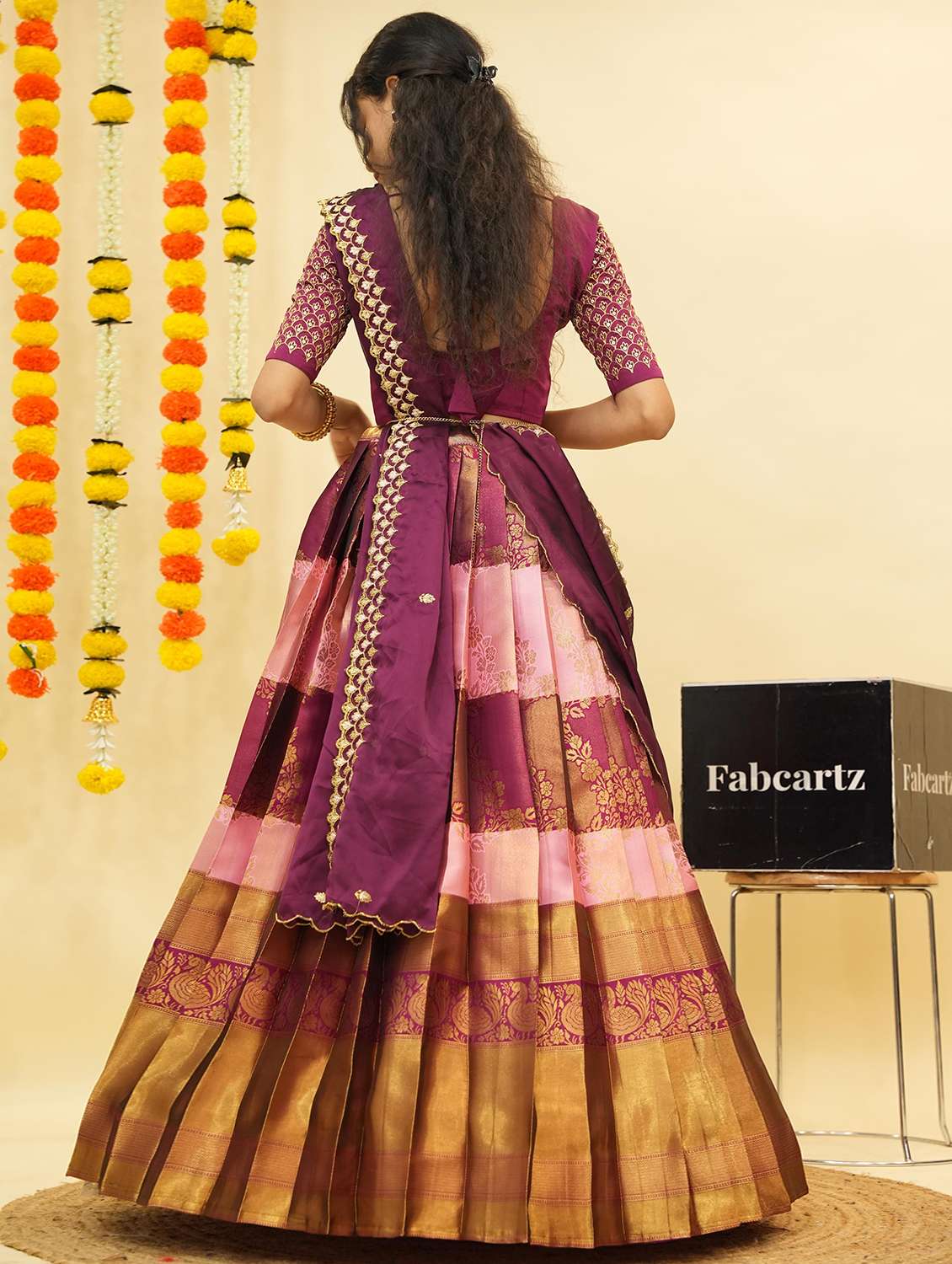 women self design south indian style unstitched lehenga choli - 22240825 -  Standard Image - 1