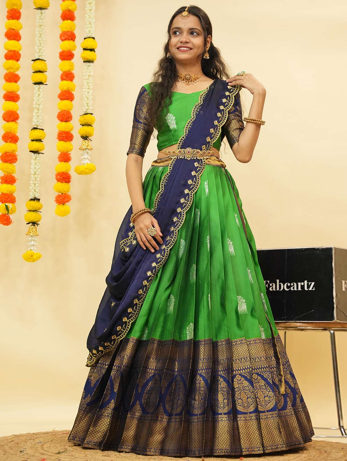 women self design south indian style unstitched lehenga choli - 22240828 -  Standard Image - 1