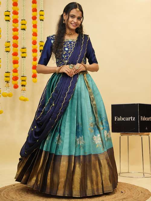 women self design south indian style unstitched lehenga choli - 22240835 -  Standard Image - 0