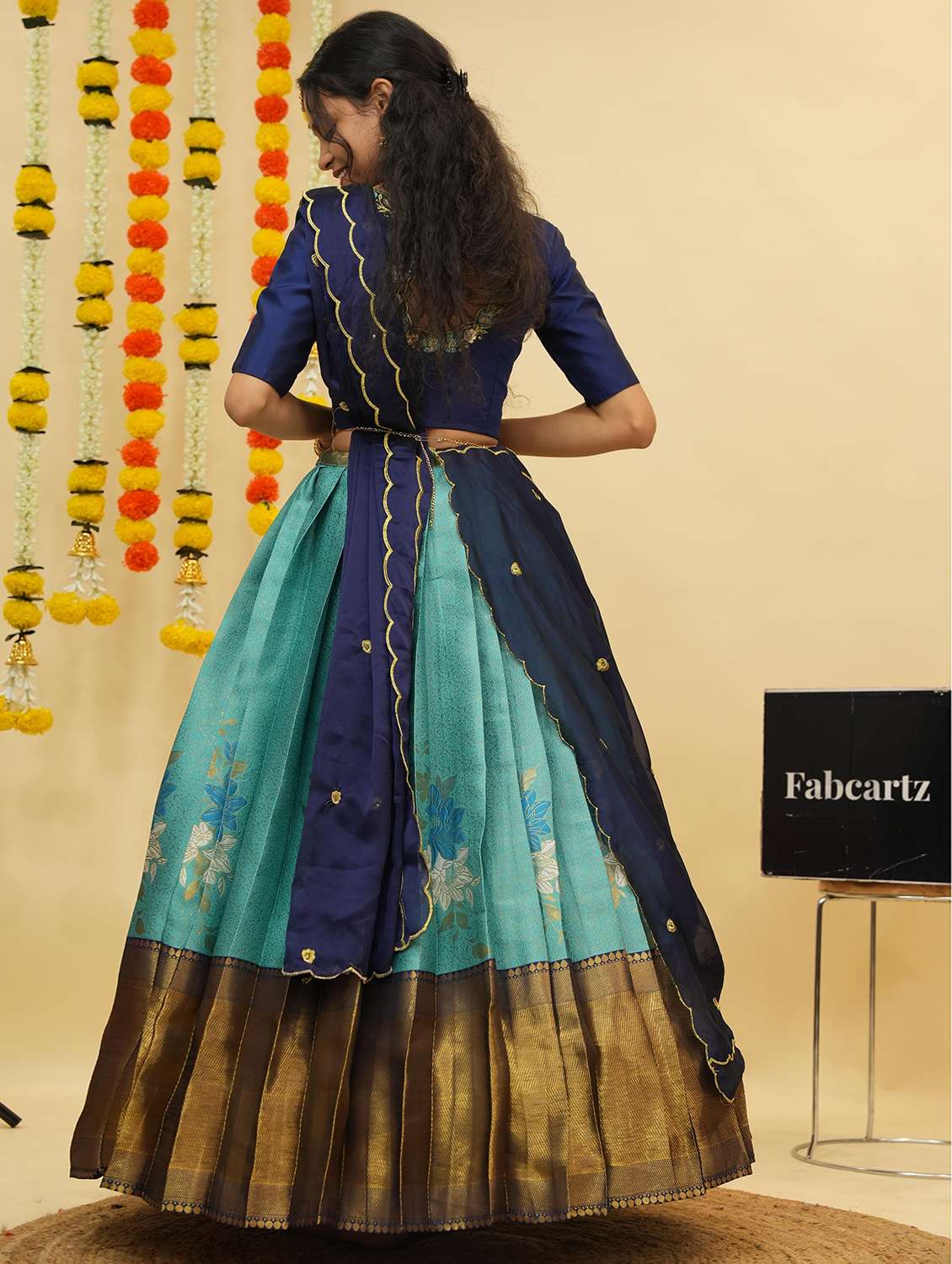 women self design south indian style unstitched lehenga choli - 22240835 -  Standard Image - 1