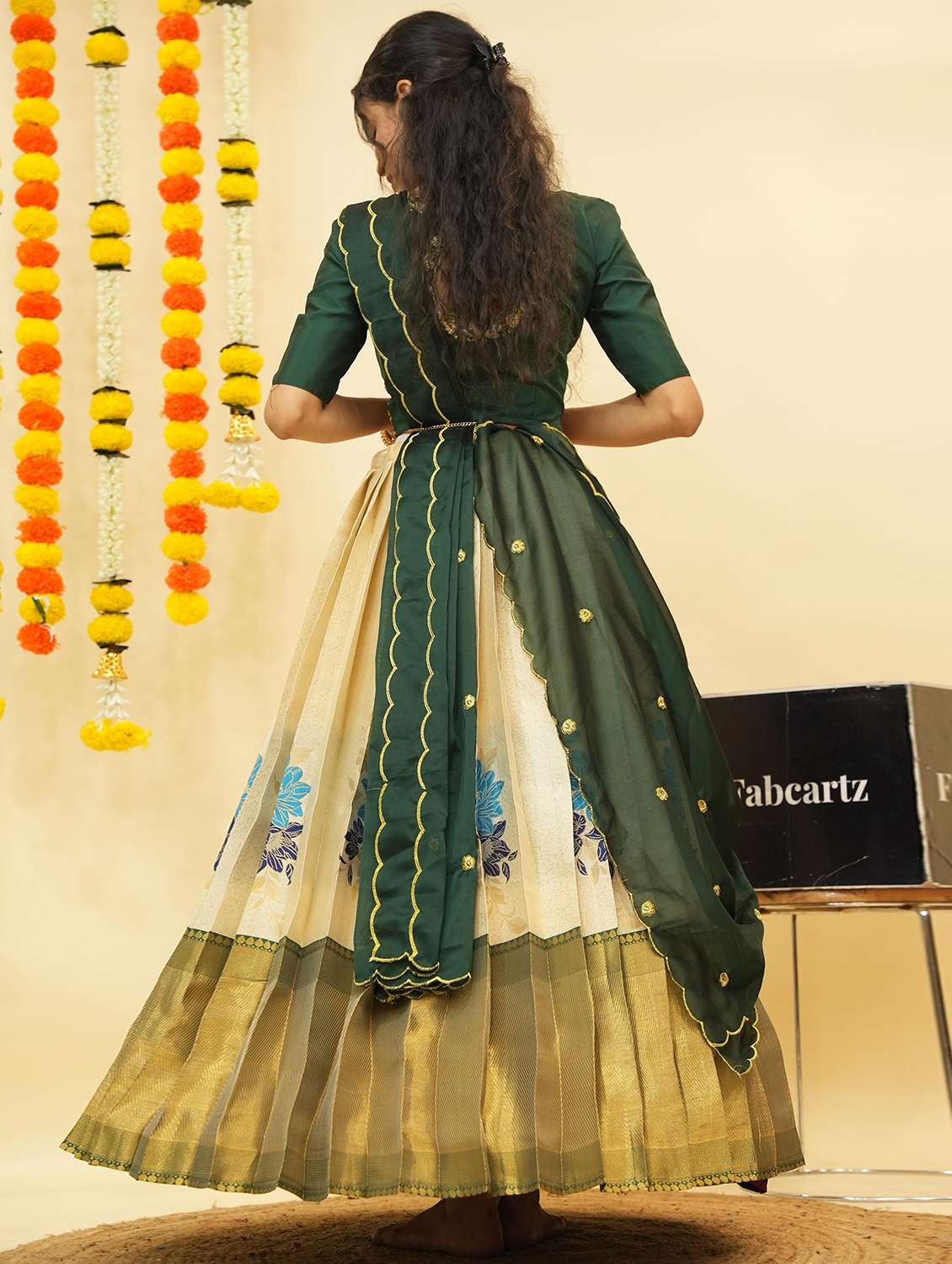 women self design south indian style unstitched lehenga choli - 22240837 -  Standard Image - 1