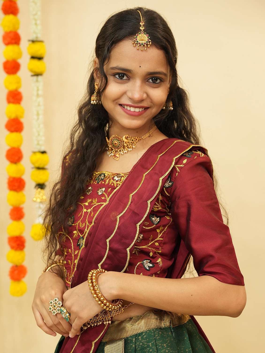 women self design south indian style unstitched lehenga choli - 22240838 -  Standard Image - 4