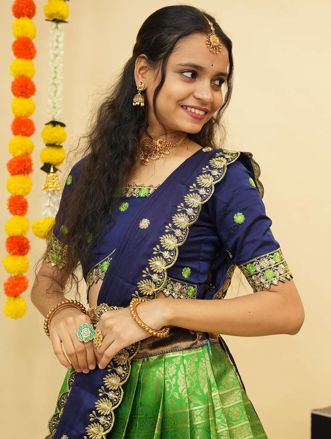 women self design south indian style unstitched lehenga choli - 22240842 -  Standard Image - 4