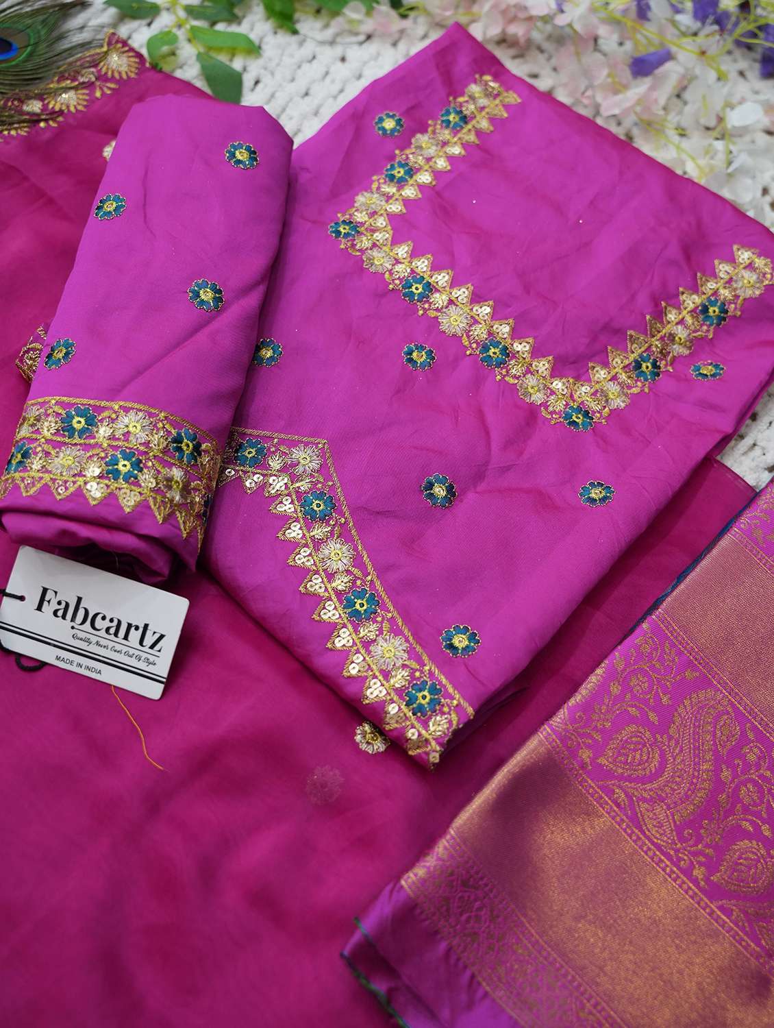 women self design south indian style unstitched lehenga choli - 22240846 -  Standard Image - 1