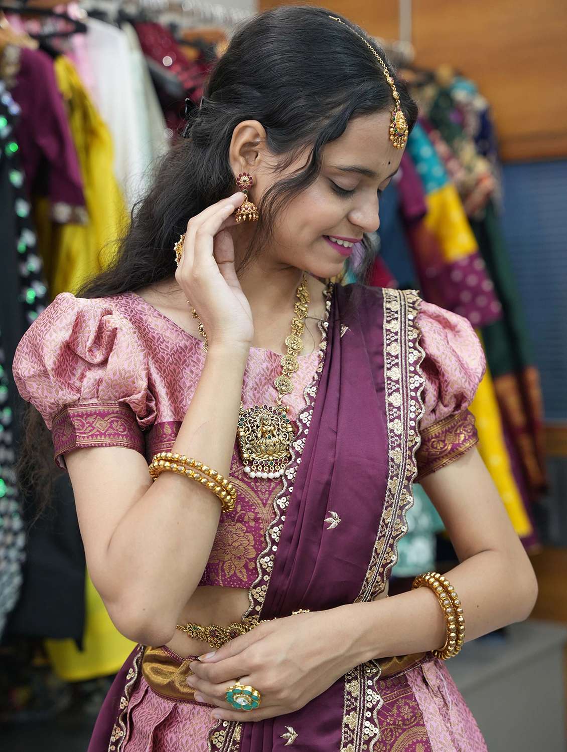 women self design south indian style unstitched lehenga choli - 22240861 -  Standard Image - 4