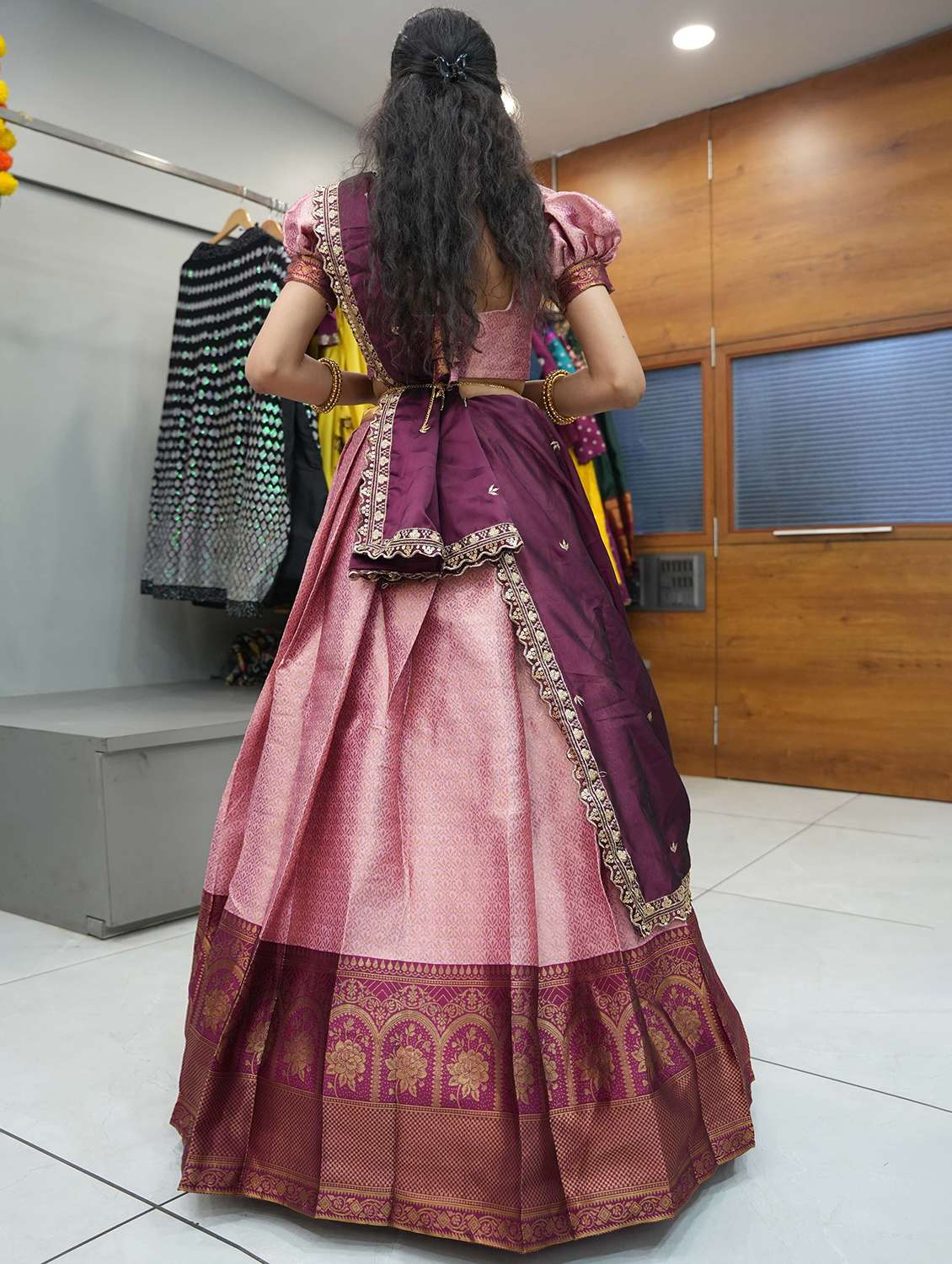 women self design south indian style unstitched lehenga choli - 22240862 -  Standard Image - 1
