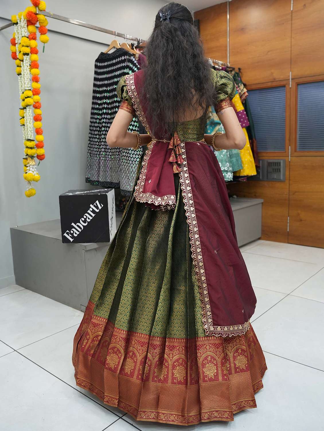 women self design south indian style unstitched lehenga choli - 22240863 -  Standard Image - 1