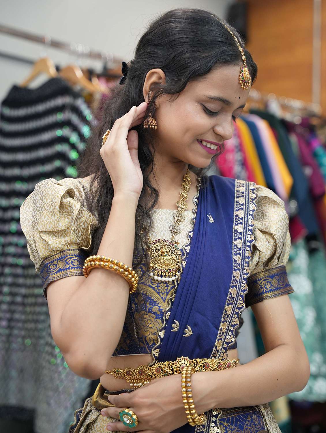 women self design south indian style unstitched lehenga choli - 22240864 -  Standard Image - 4