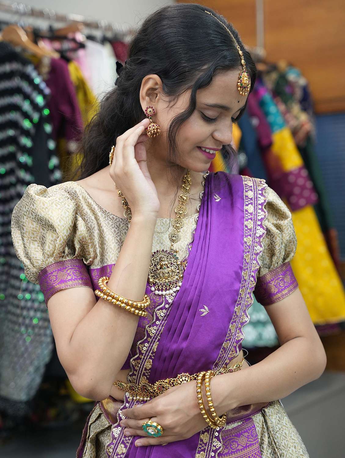 women self design south indian style unstitched lehenga choli - 22240866 -  Standard Image - 4