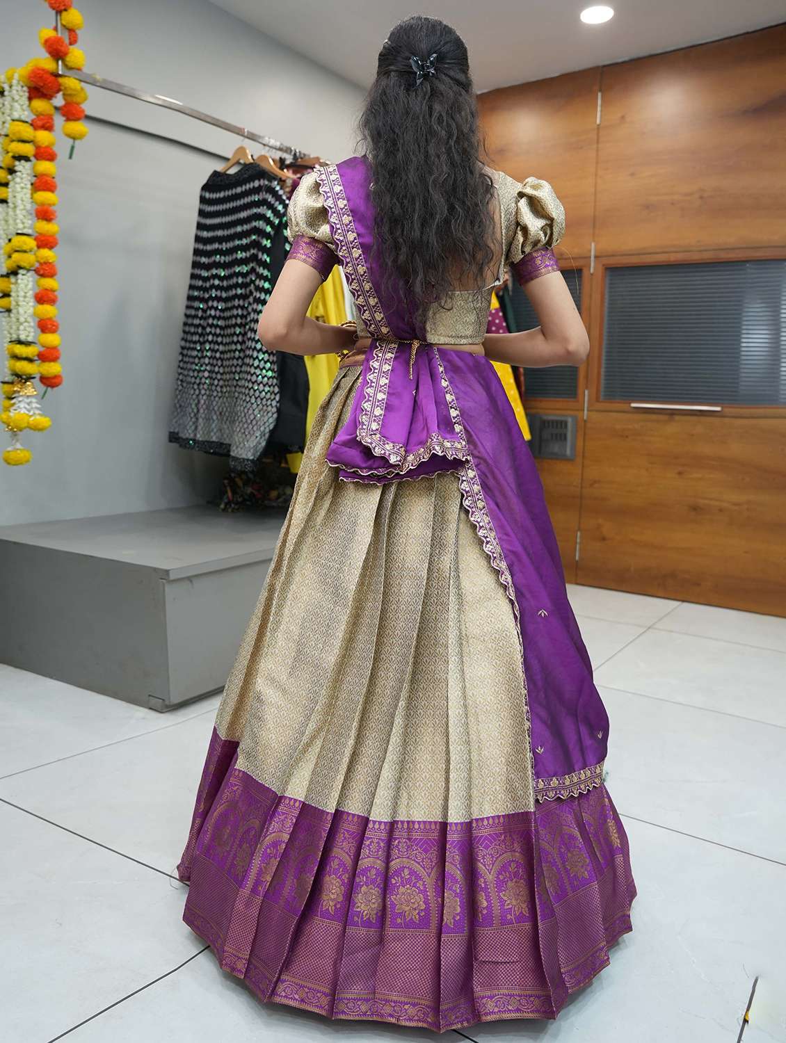 women self design south indian style unstitched lehenga choli - 22240867 -  Standard Image - 1