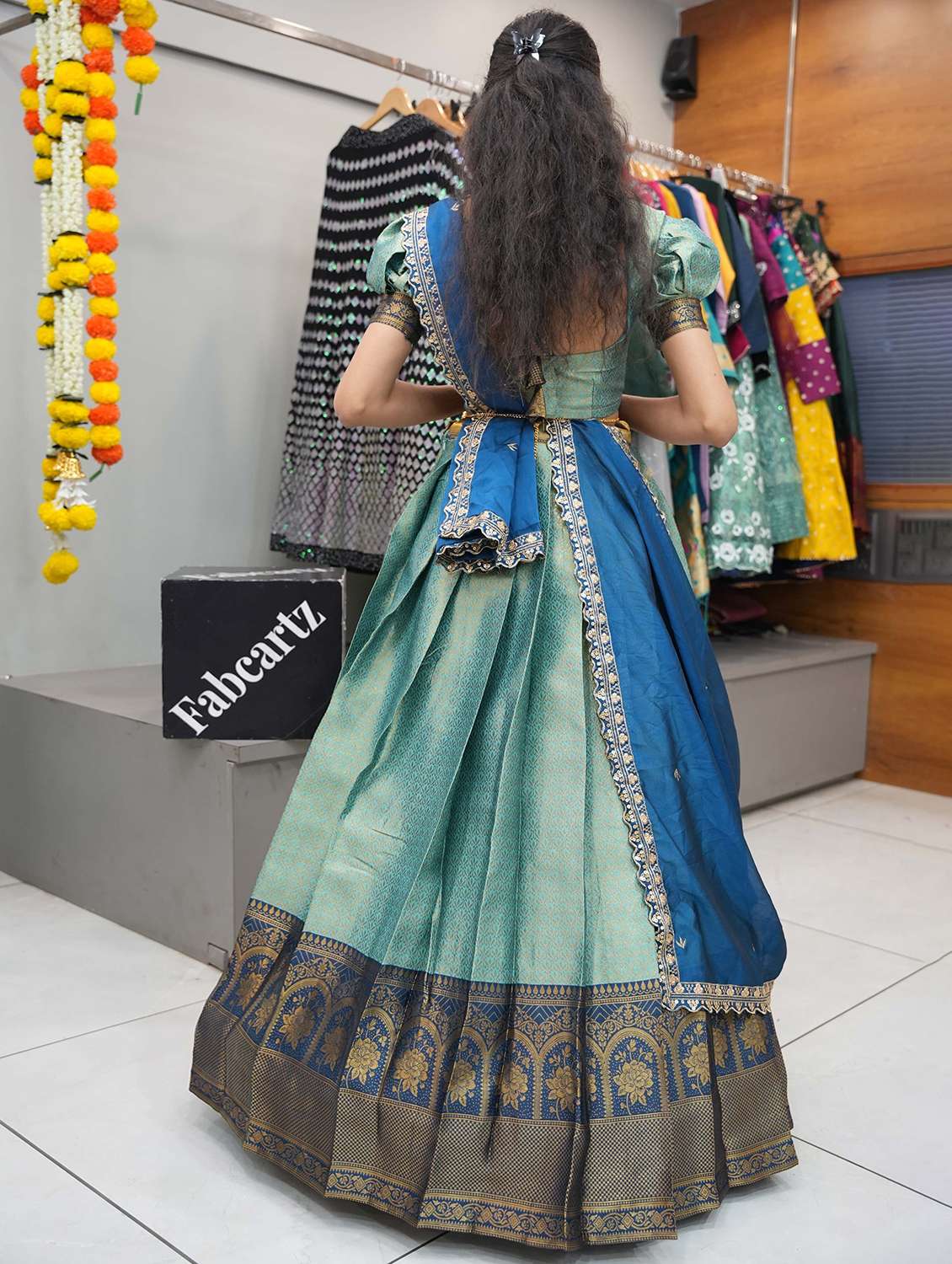 women self design south indian style unstitched lehenga choli - 22240869 -  Standard Image - 1