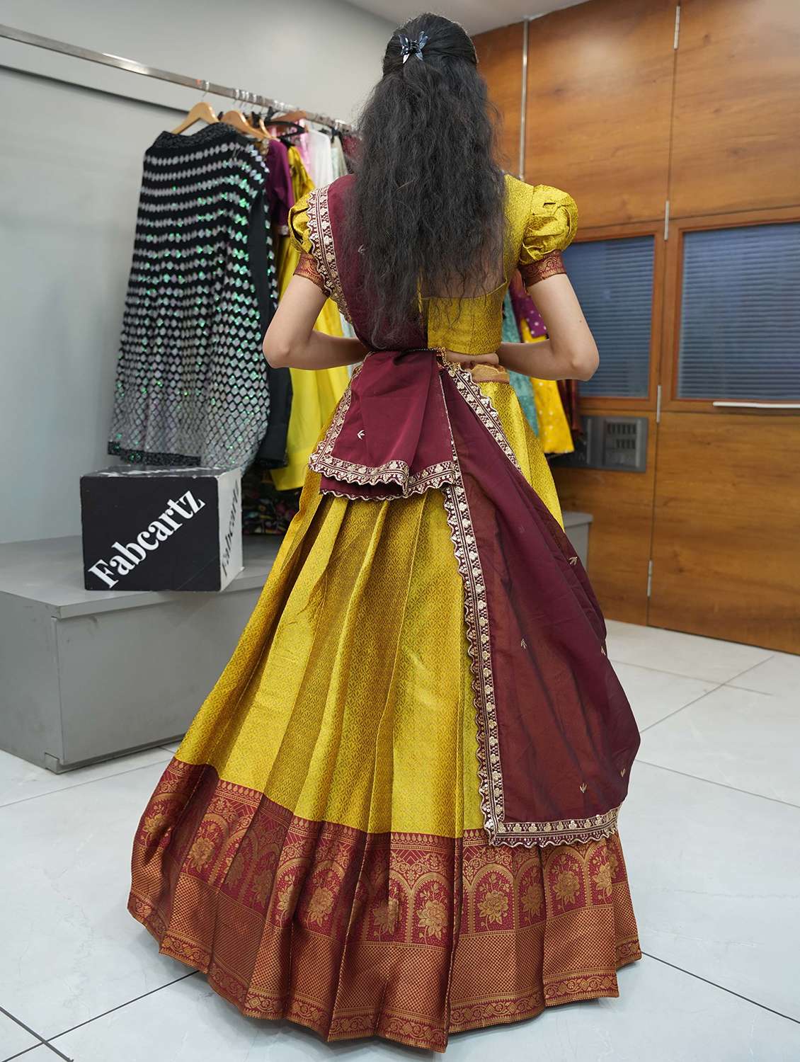 women self design south indian style unstitched lehenga choli - 22240871 -  Standard Image - 1
