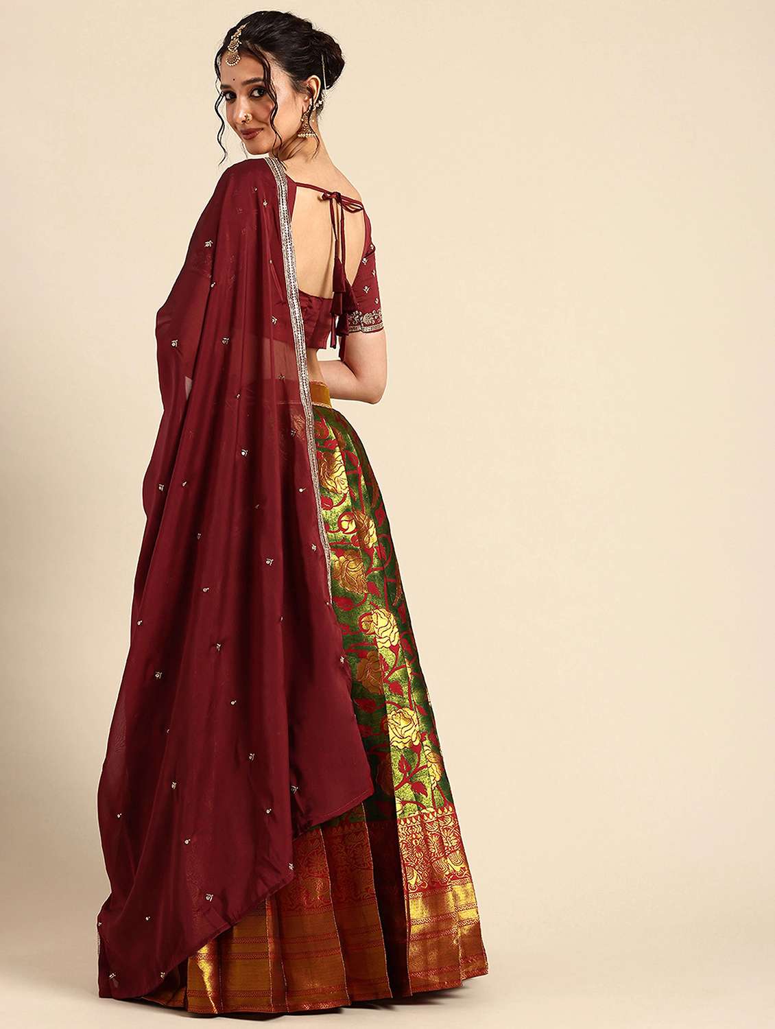 women self design south indian style stitched lehenga choli - 22240872 -  Standard Image - 1