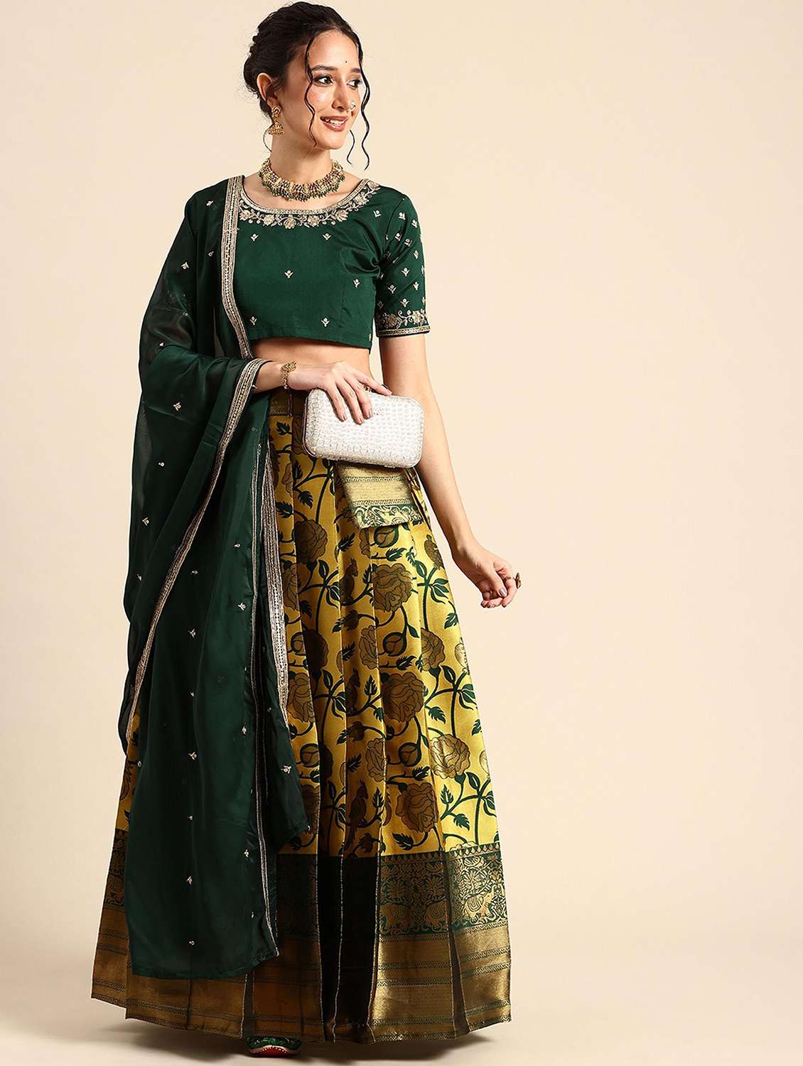 women self design south indian style stitched lehenga choli - 22240881 -  Standard Image - 1