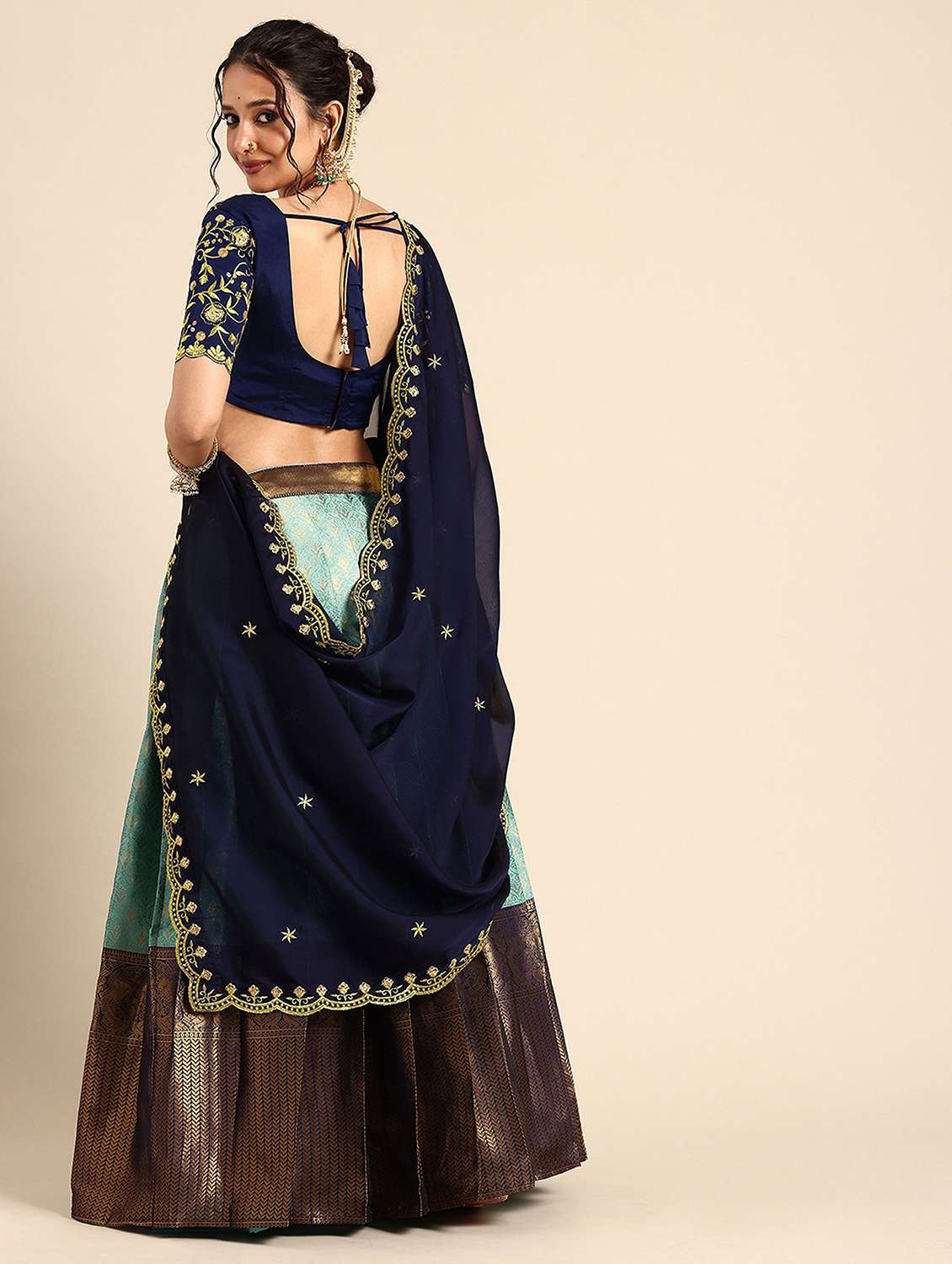 women self design south indian style unstitched lehenga choli - 22240884 -  Standard Image - 1