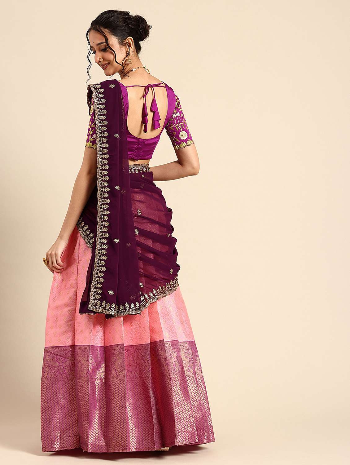 women self design south indian style unstitched lehenga choli - 22240887 -  Standard Image - 1